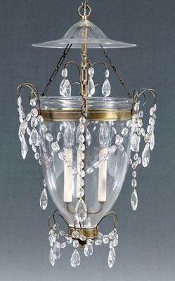 Brass and glass hall lantern,