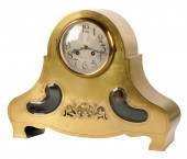 BRASS AND GLASS MANTEL CLOCKBr