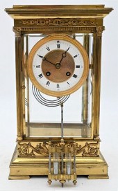 BRASS AND GLASS REGULATOR CLOC