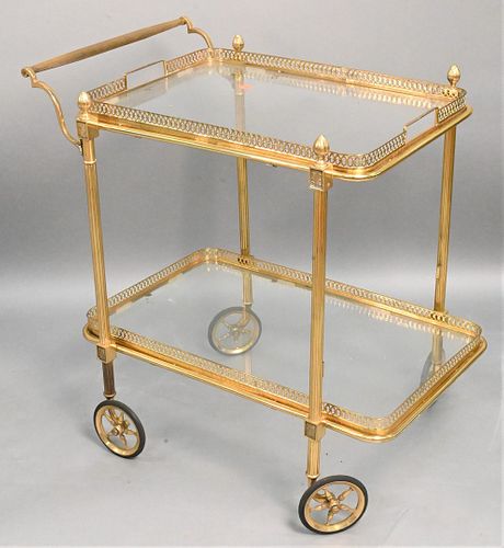 BRASS AND GLASS TEA CARTBrass and