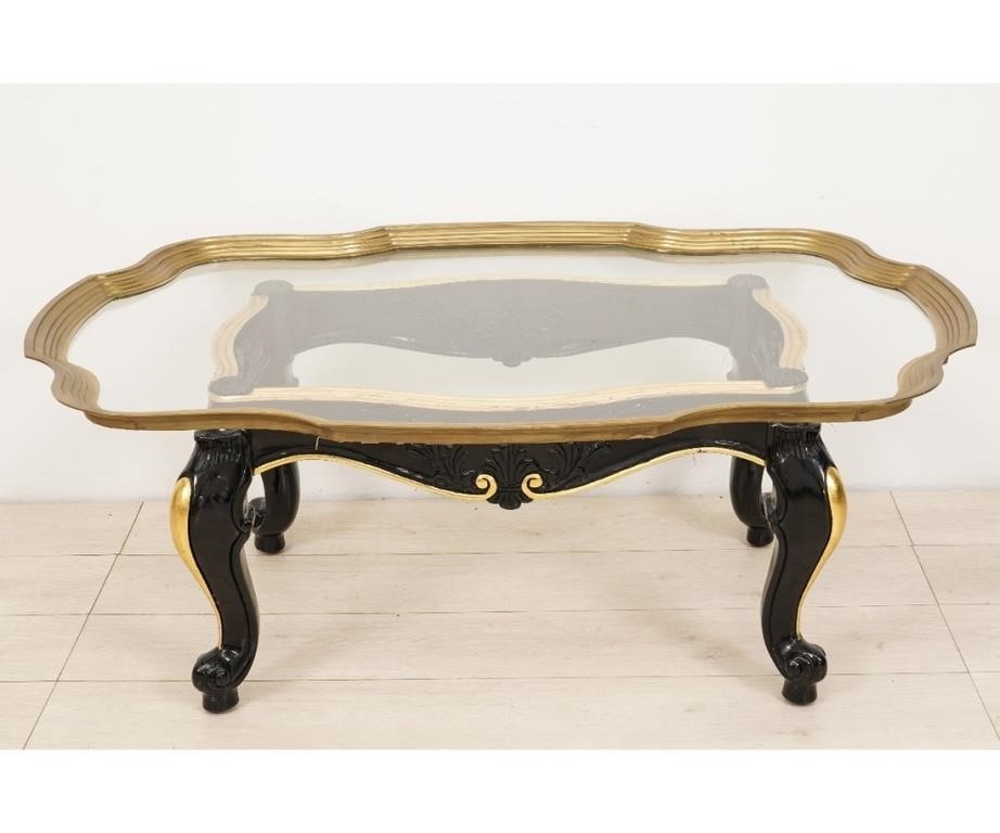Brass and glass tray top coffee