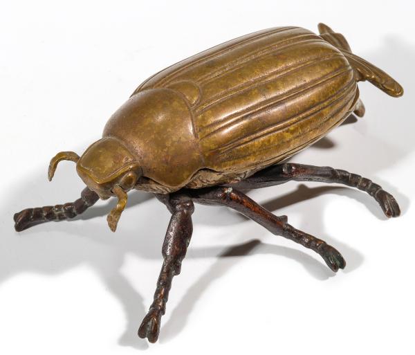 BRASS AND IRON BEETLE MATCH SAFE