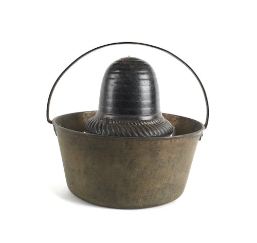 Brass and iron bucket stamped