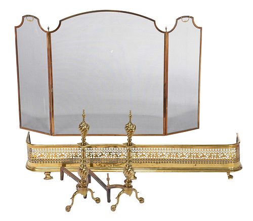 BRASS AND IRON FIREPLACE
