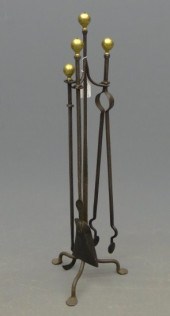 Brass and iron firetools. 42''