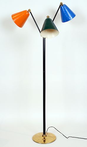 BRASS AND IRON FLOOR LAMP