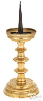 BRASS AND IRON PRICKET STICK,