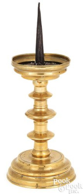 BRASS AND IRON PRICKET STICK,