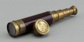 BRASS AND MAHOGANY FOUR-DRAW T