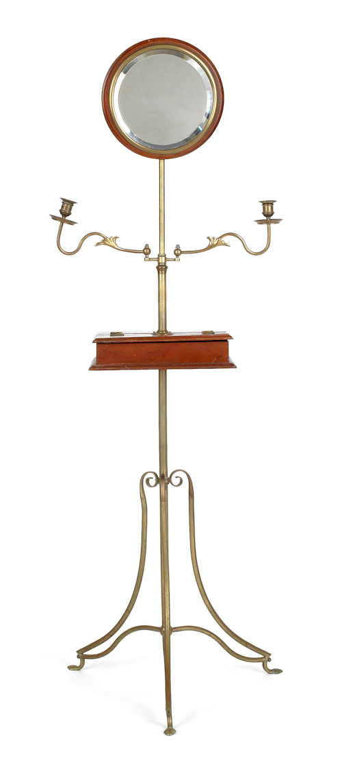 Brass and mahogany shaving stand