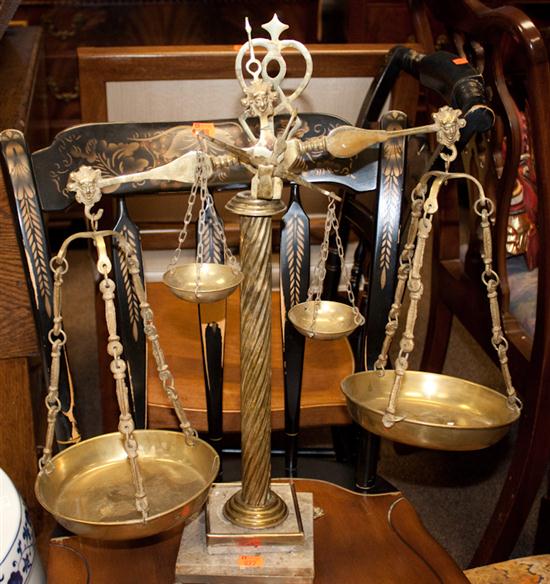 Brass and marble balance scale