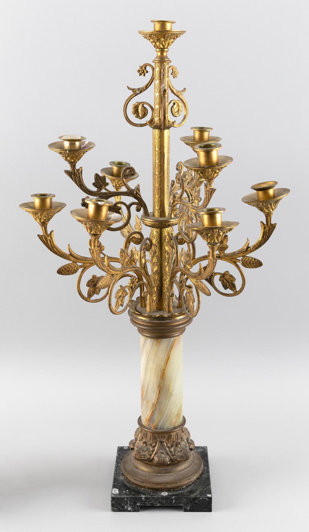 BRASS AND MARBLE TEN-SOCLE