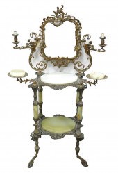 BRASS AND ONYX VANITY/ SHAVING