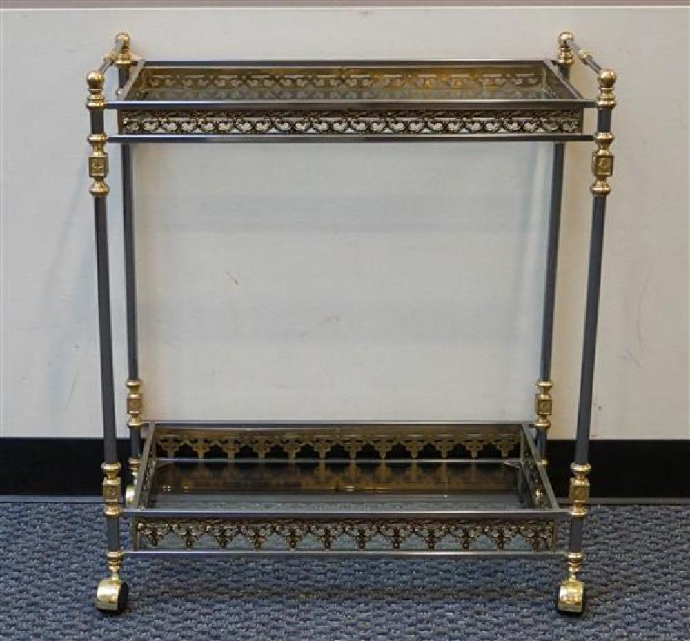 BRASS AND STEEL GLASS INSET TEA