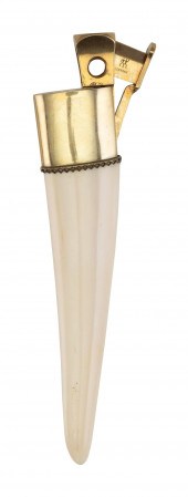 BRASS AND WALRUS TUSK CIGAR CU