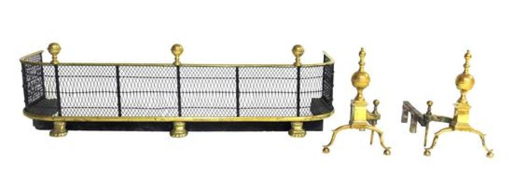 BRASS AND WIRE FIRE FENDER AND PAIR