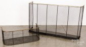 BRASS AND WIRE FIRE SCREEN AND
