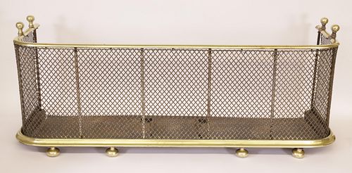BRASS AND WIRE FIREPLACE FENDER,