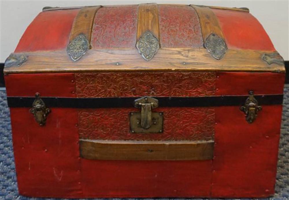 BRASS AND WOOD MOUNTED, AND RED