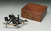 Brass and wood sextant, brass