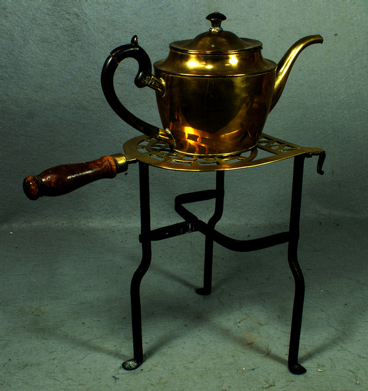 Brass and wrought iron trivet,