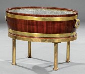 BRASS-BANDED MAHOGANY WINE COO