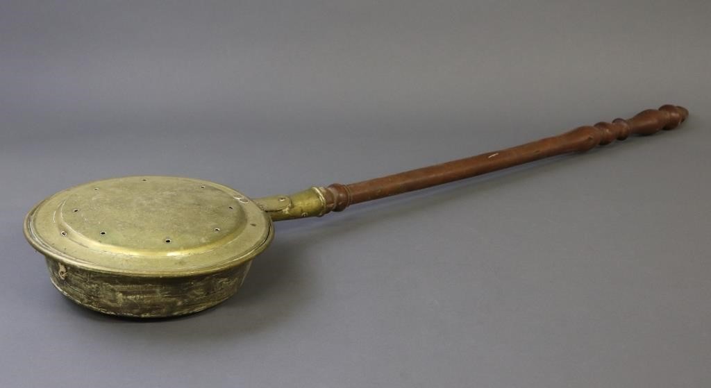 Brass bed warmer, 19th century,