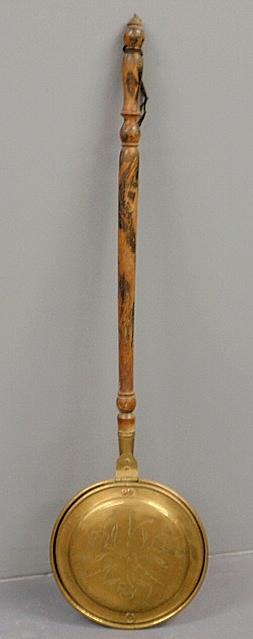 Brass bed warmer early 19th c. with