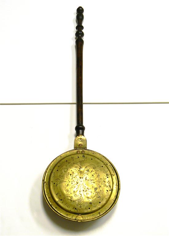 Brass bed warmer with wooden handle