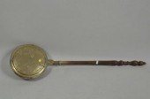BRASS BED WARMER/TURNED WOOD H