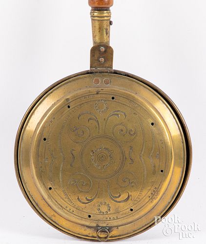 BRASS BEDWARMER, 19TH C.Brass