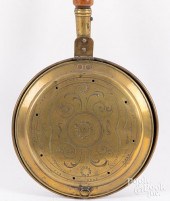BRASS BEDWARMER, 19TH C.Brass