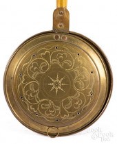 BRASS BEDWARMER, 19TH C.Brass
