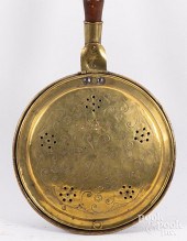 BRASS BEDWARMER, 19TH C.Brass