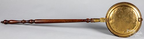 BRASS BEDWARMER, 19TH C.Brass