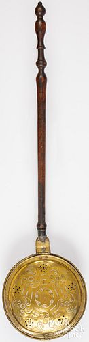 BRASS BEDWARMER, 19TH C.<br>Br