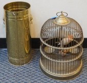BRASS BIRD CAGE AND UMBRELLA S