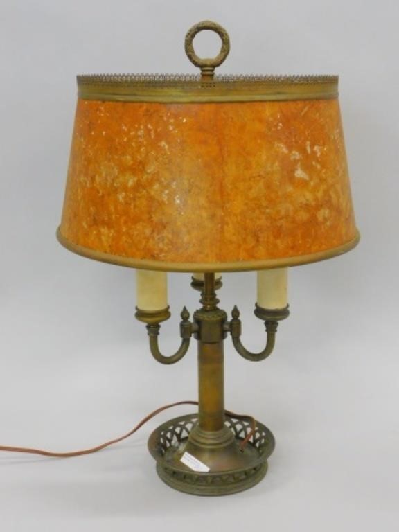 BRASS BOUILLOTTE LAMP. THREE