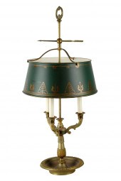 BRASS BOUILLOTTE LAMPwith gree