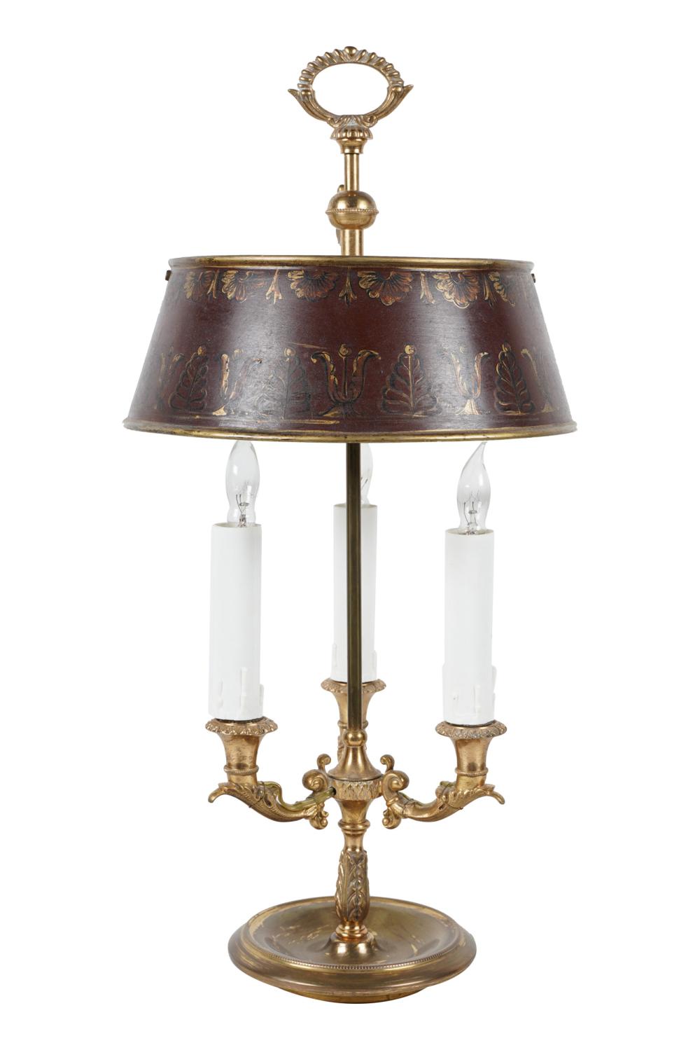 BRASS BOUILLOTTE LAMPwith tole