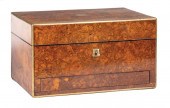 BRASS-BOUND BURLWOOD NECESSAIR
