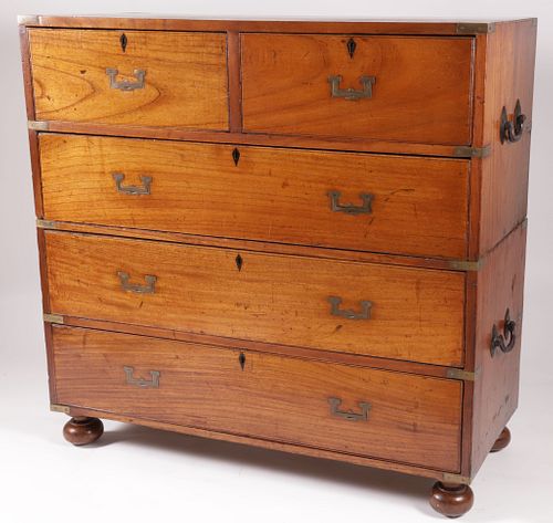 BRASS BOUND CAMPAIGN CHEST, 19TH