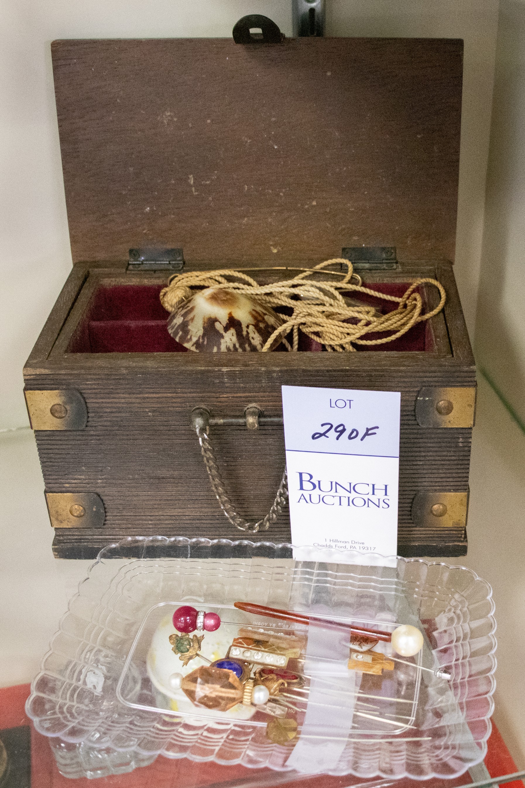 Brass bound jewelry box (8" x