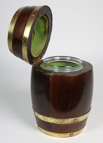 BRASS BOUND MAHOGANY HUMIDOR,