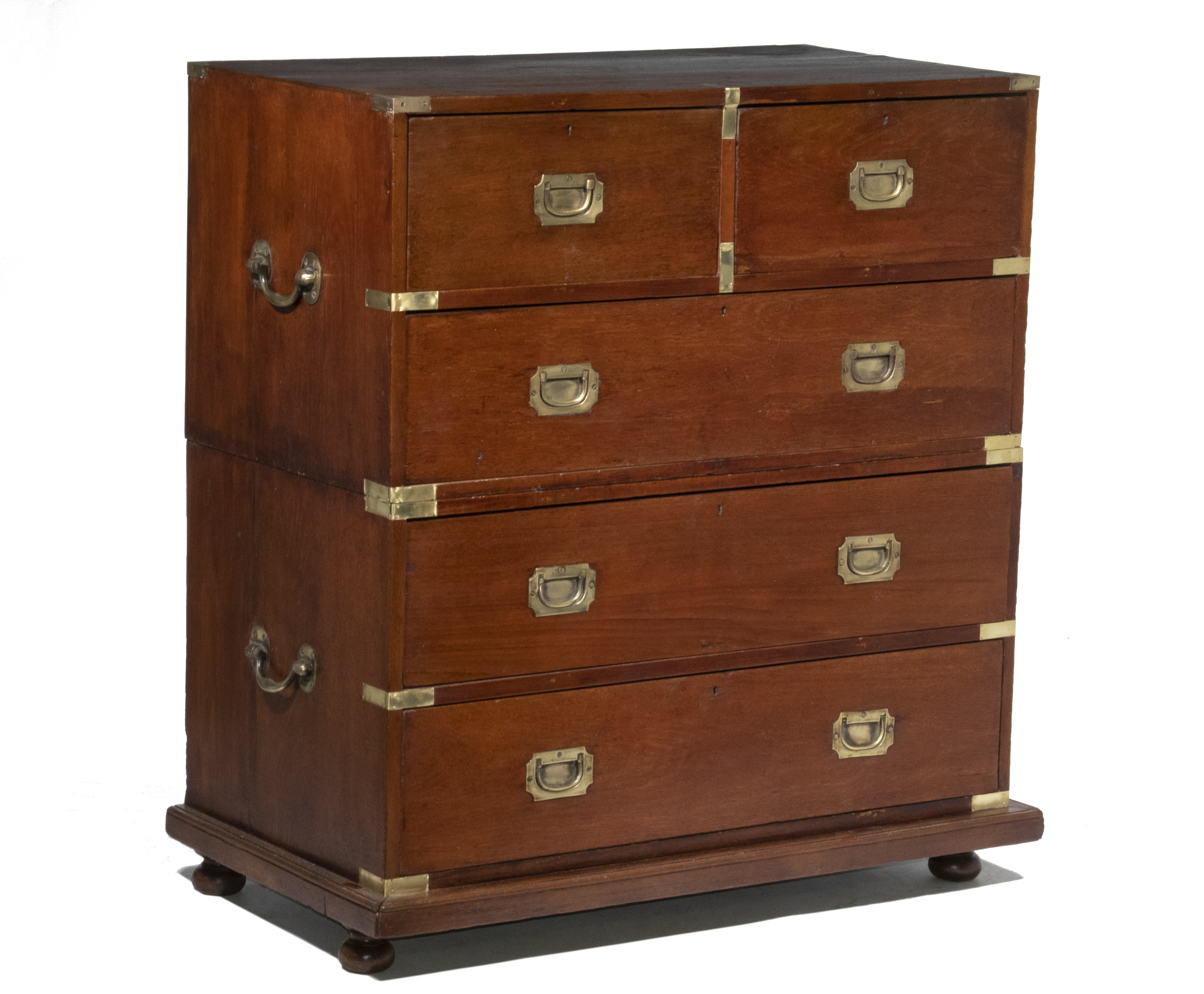 BRASS BOUND TWO-PART CAMPAIGN CHEST