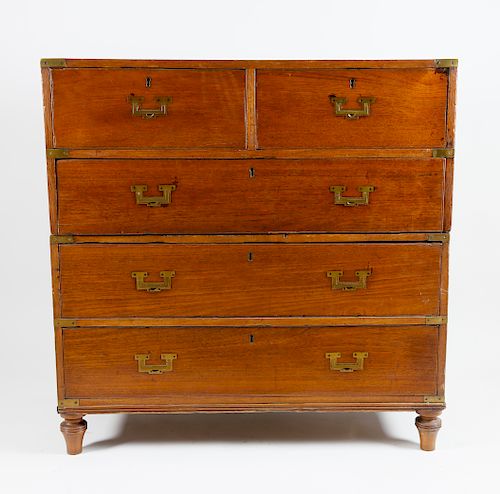 BRASS BOUND TWO-PART CAMPAIGN CHEST