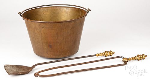 BRASS BUCKET, ETC.Brass bucket,
