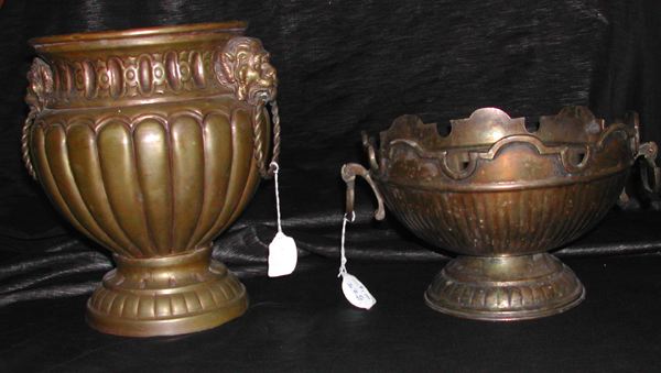 Brass Cachepot and Silverplate