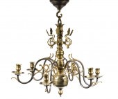 BRASS CANDLE CHANDELIER Ca. 19