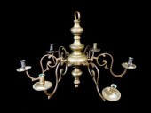 BRASS CANDLE CHANDELIER, SIX R
